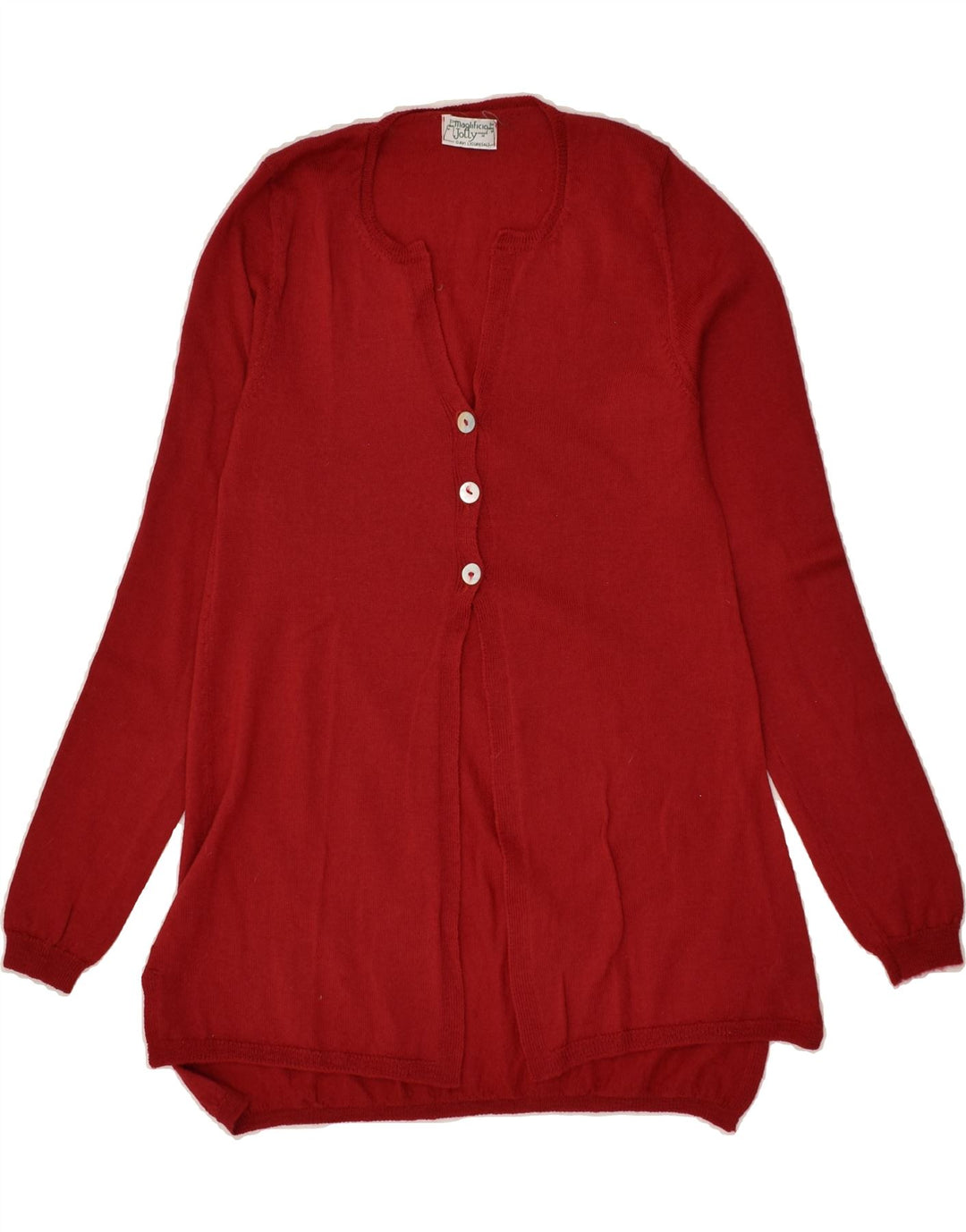 VINTAGE Womens Longline Cardigan Sweater UK 10 Small Red Linen | Vintage Vintage | Thrift | Second-Hand Vintage | Used Clothing | Messina Hembry 