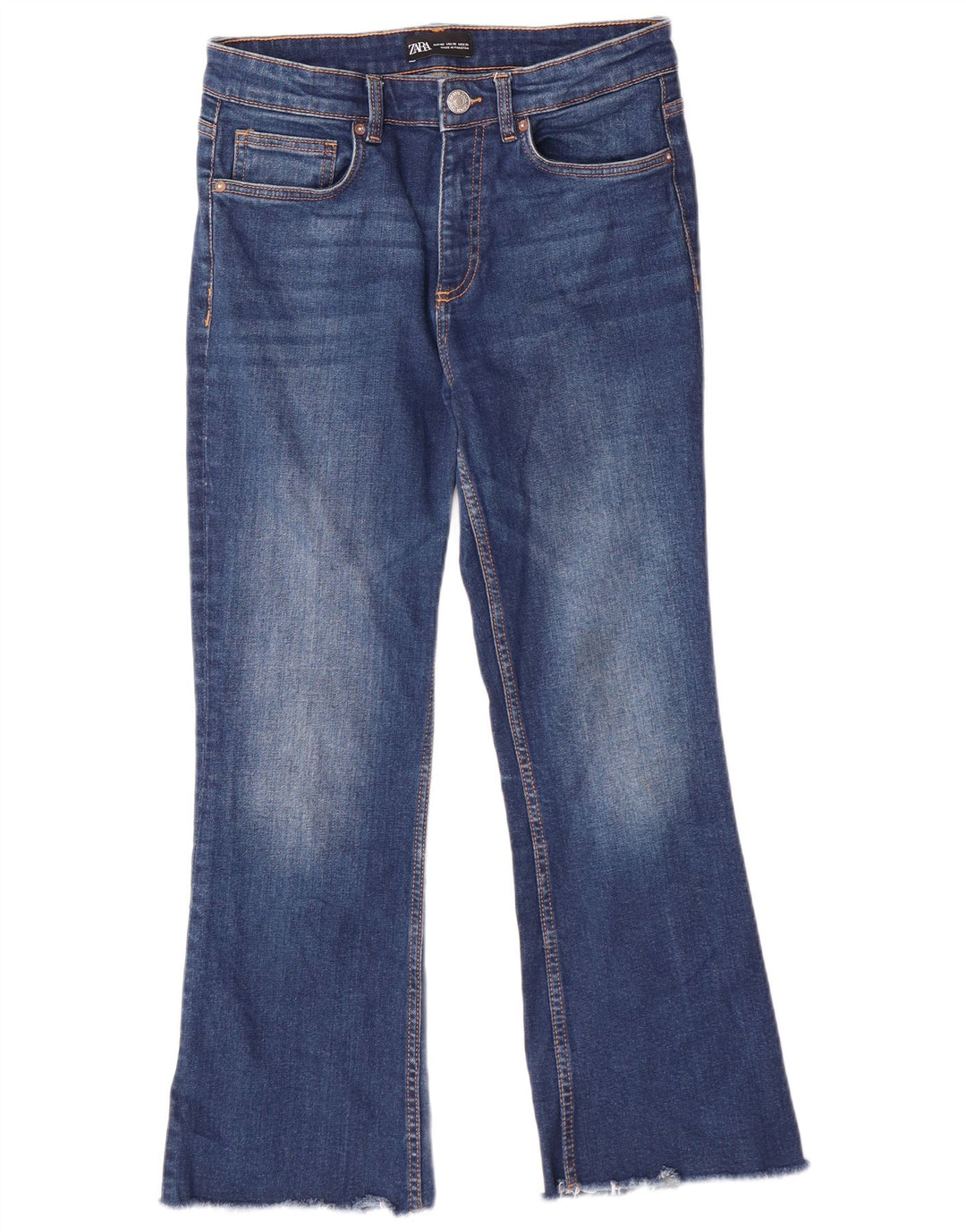 ZARA Womens Crop Bootcut Jeans EU 40 Medium W30 L25 Blue