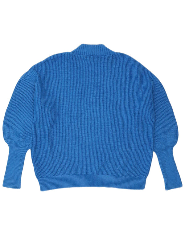 Marks & Spencer Womens Turtle Neck Jumper Sweater UK 16 Large Blue Viscose