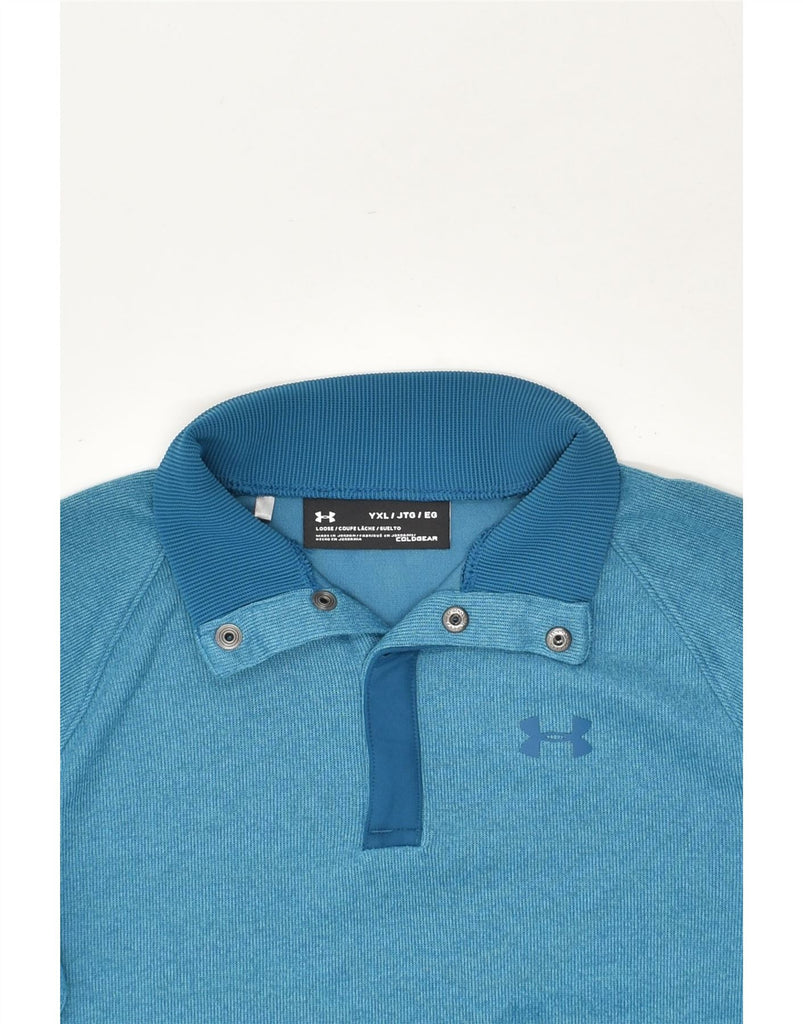 UNDER ARMOUR Boys Button Neck Sweatshirt Jumper 15-16 Years XL Blue Cotton | Vintage Under Armour | Thrift | Second-Hand Under Armour | Used Clothing | Messina Hembry 