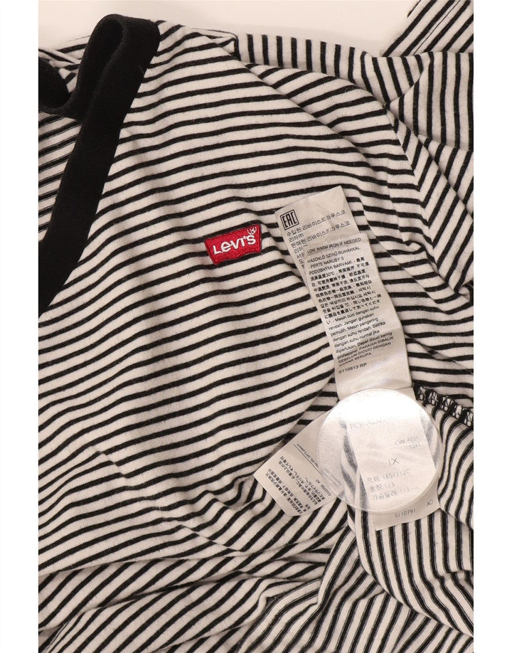 Levi's Womens T-Shirt Top UK 18 XL Black Striped Cotton