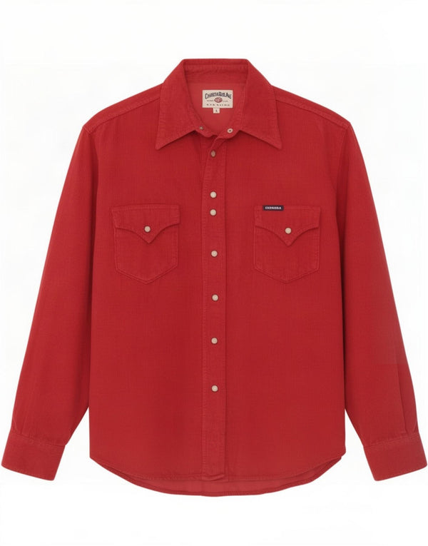 Carrera Womens Corduroy Shirt UK 16 Large Red Cotton