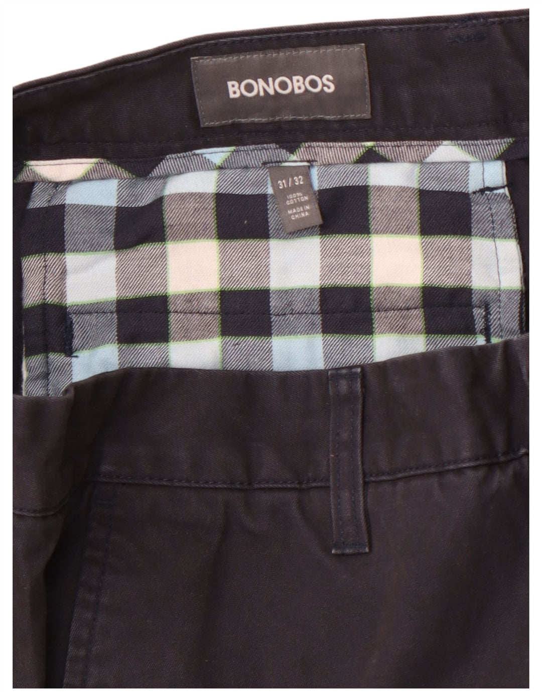 BONOBOS Mens Straight Chino Trousers W31 L32 Black Cotton