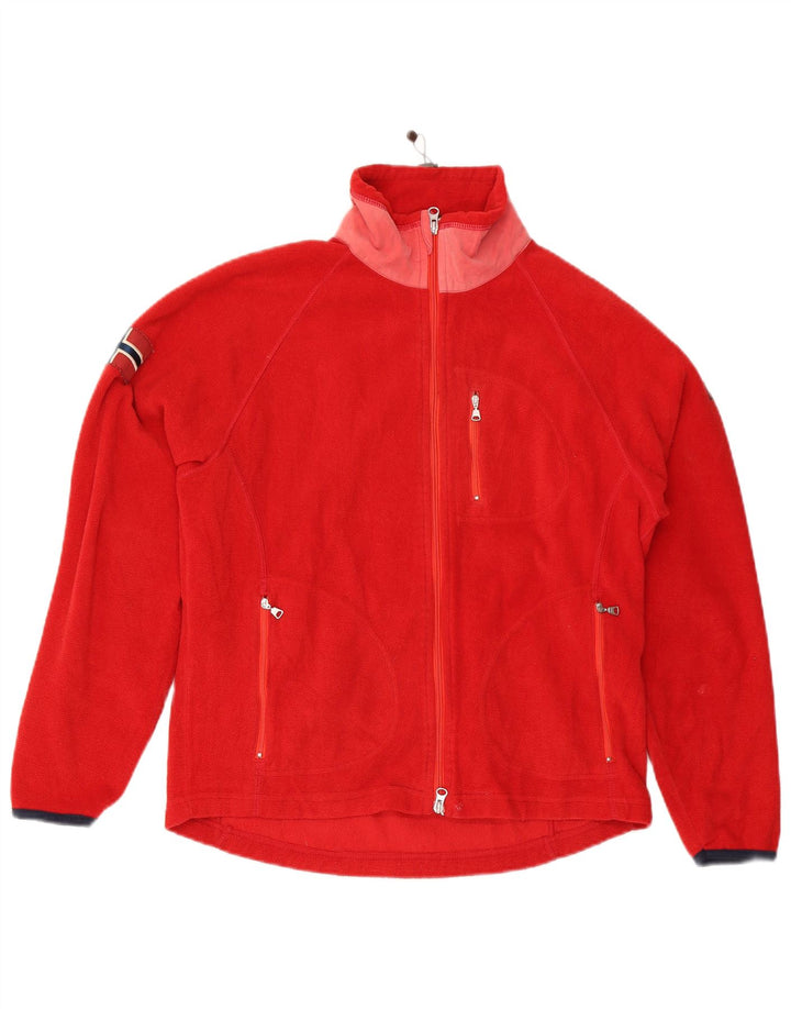 Napapijri Womens Fleece Jacket UK 16 Large Red Polyester