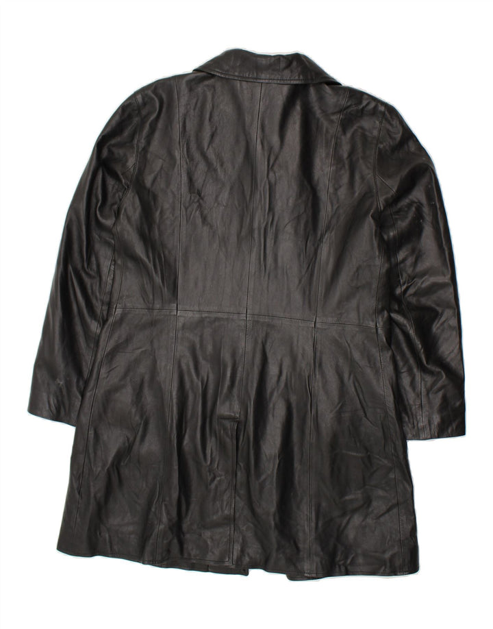 VINTAGE Womens Leather Coat IT 44 Medium Black Leather Vintage Vintage and Second-Hand Vintage from Messina Hembry 