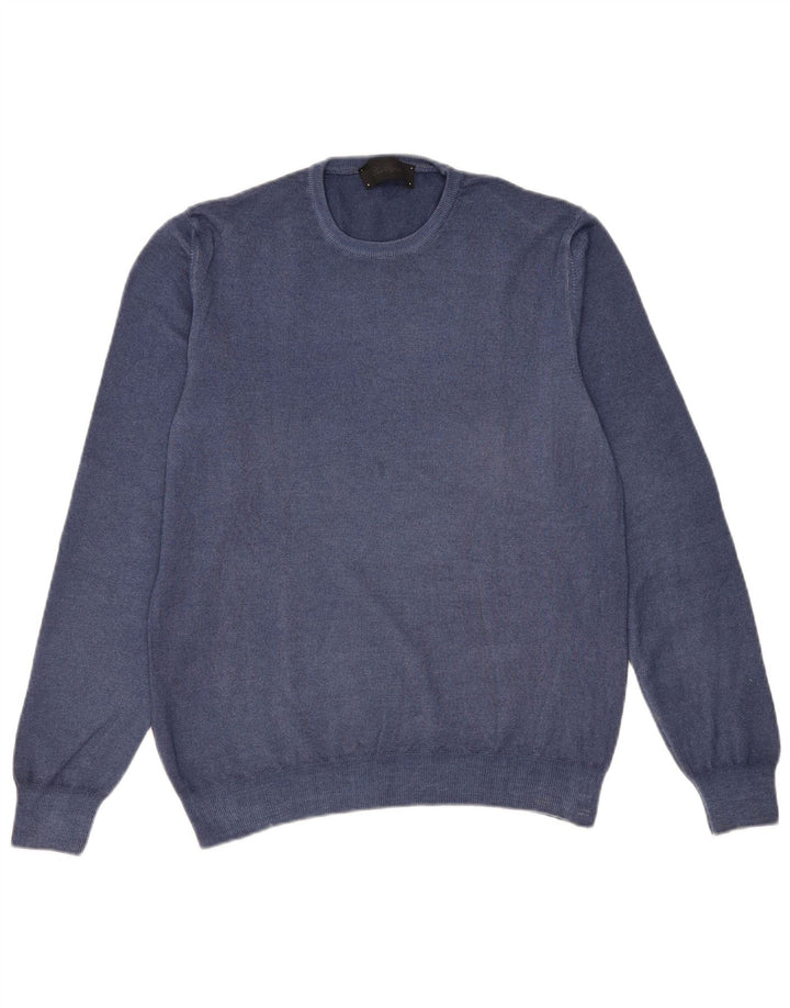 Les Copains Mens Crew Neck Jumper Sweater IT 50 Medium Navy Blue Wool