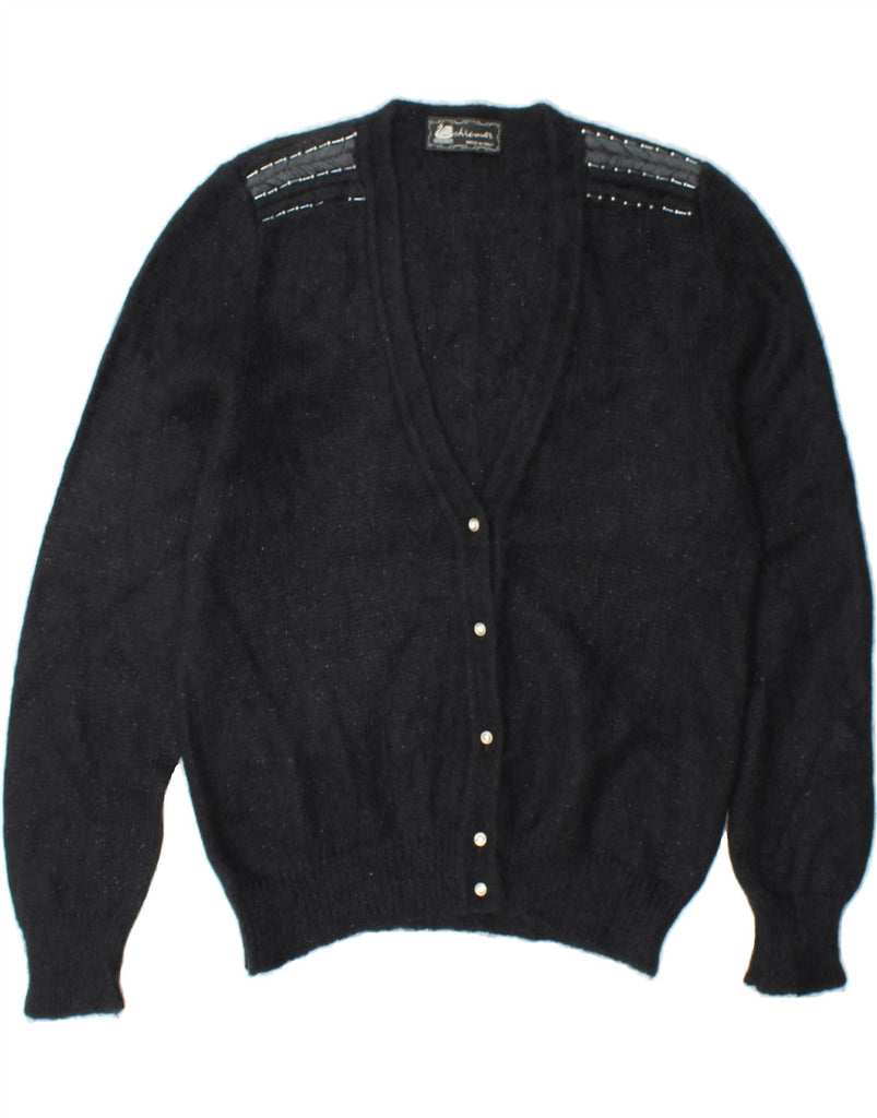 VINTAGE Womens Cardigan Sweater UK 14 Medium Black Mohair Vintage Vintage and Second-Hand Vintage from Messina Hembry 