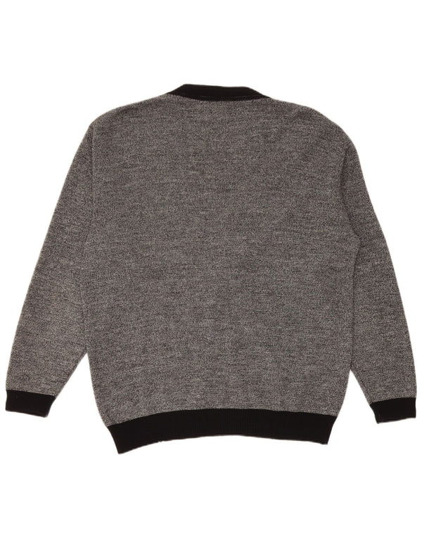 Vintage Mens Cardigan Sweater IT 50 Medium Grey Striped
