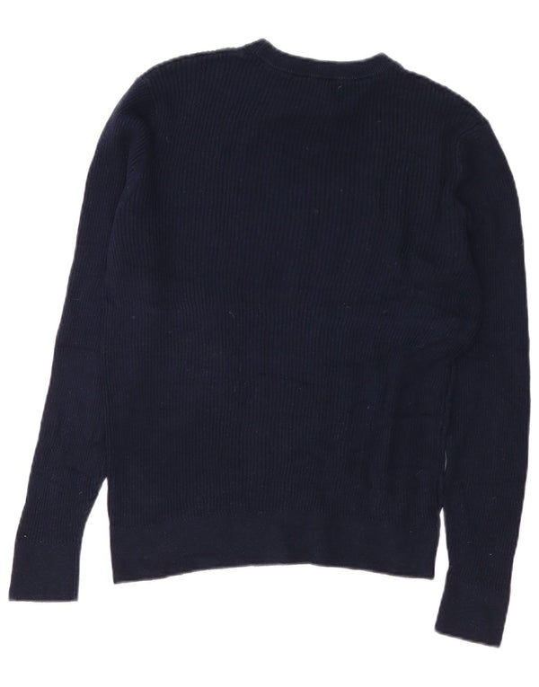 Zara Mens Crew Neck Jumper Sweater Medium Navy Blue Cotton