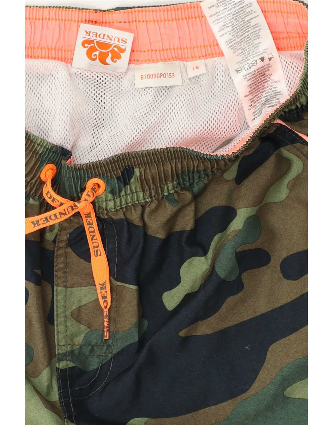 Sundek Boys Swimming Shorts 15-16 Years Khaki Camouflage Polyester