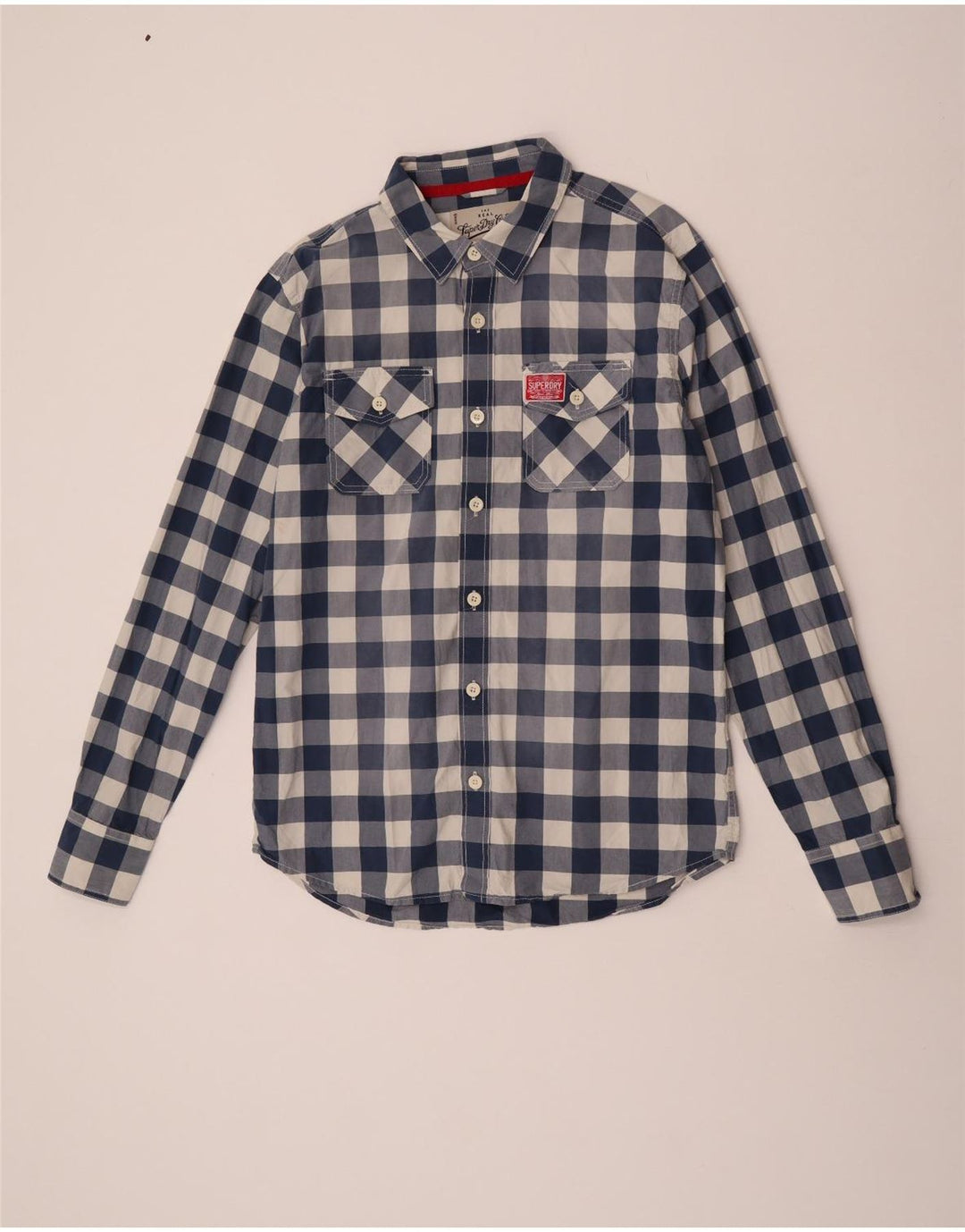 Superdry Mens Shirt 2XL Blue Gingham Cotton