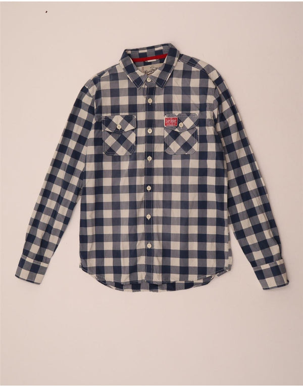 Superdry Mens Shirt 2XL Blue Gingham Cotton
