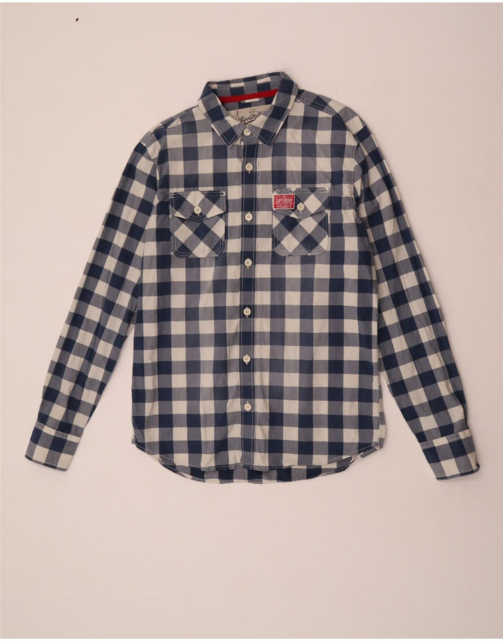 Superdry Mens Shirt 2XL Blue Gingham Cotton