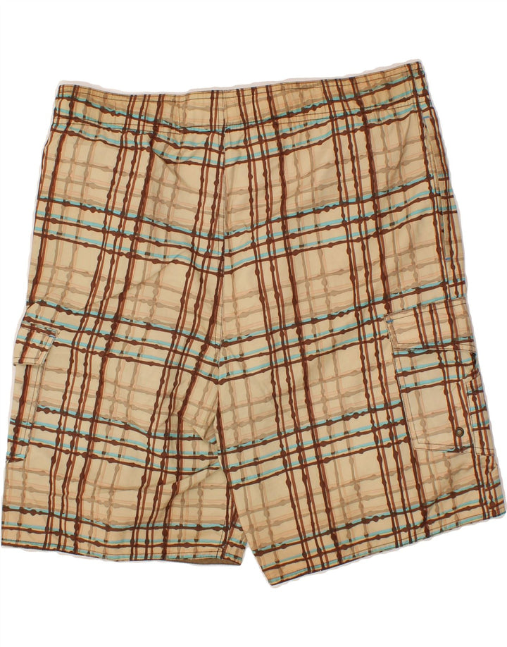 DOCKERS Mens Swimming Shorts Medium  Beige Check Polyester Vintage Dockers and Second-Hand Dockers from Messina Hembry 