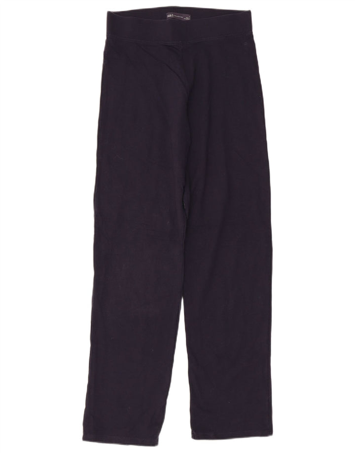 Marks & Spencer Womens Tracksuit Trousers UK 8 Small  Navy Blue Cotton