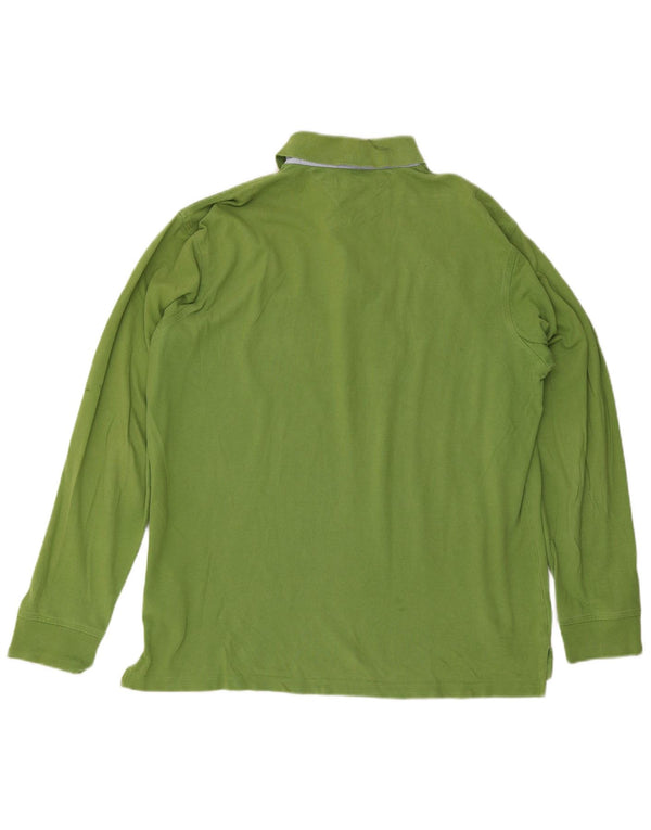 Tommy Hilfiger Mens Long Sleeve Polo Shirt Large Green Cotton
