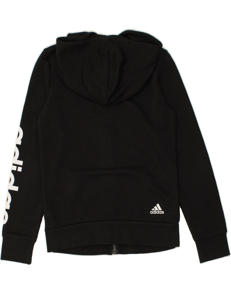 ADIDAS Womens Graphic Zip Hoodie Sweater UK 8/10 Small  Black Cotton | Vintage Adidas | Thrift | Second-Hand Adidas | Used Clothing | Messina Hembry 