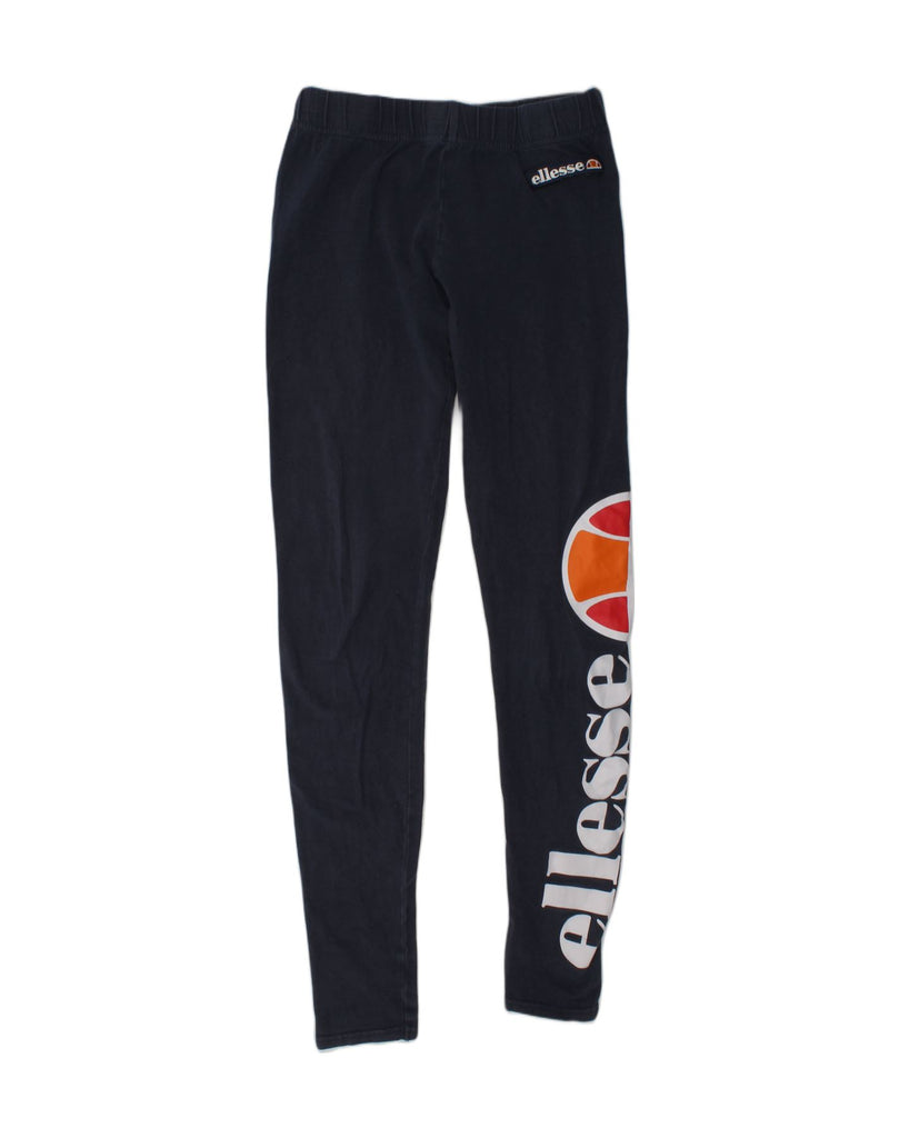 ELLESSE Girls Graphic Leggings 7-8 Years Navy Blue Cotton | Vintage Ellesse | Thrift | Second-Hand Ellesse | Used Clothing | Messina Hembry 