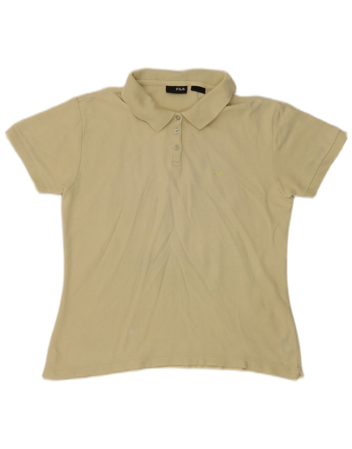 Fila Womens Polo Shirt UK 14 Medium Yellow