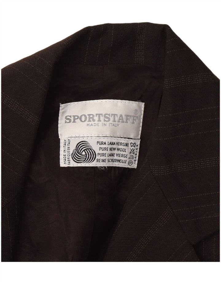 Sportstaff Womens Longline 1 Button Blazer Jacket UK 10 Small Brown Striped