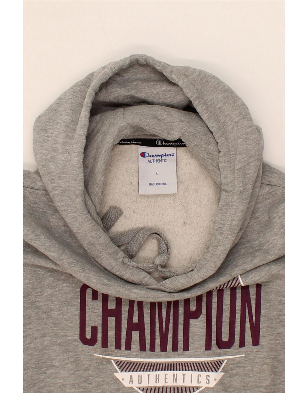 CHAMPION Mens Graphic Hoodie Jumper Large Grey Cotton Vintage Champion and Second-Hand Champion from Messina Hembry 