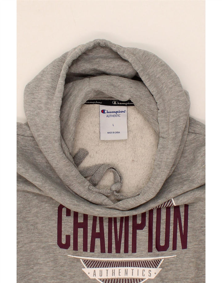 CHAMPION Mens Graphic Hoodie Jumper Large Grey Cotton Vintage Champion and Second-Hand Champion from Messina Hembry 