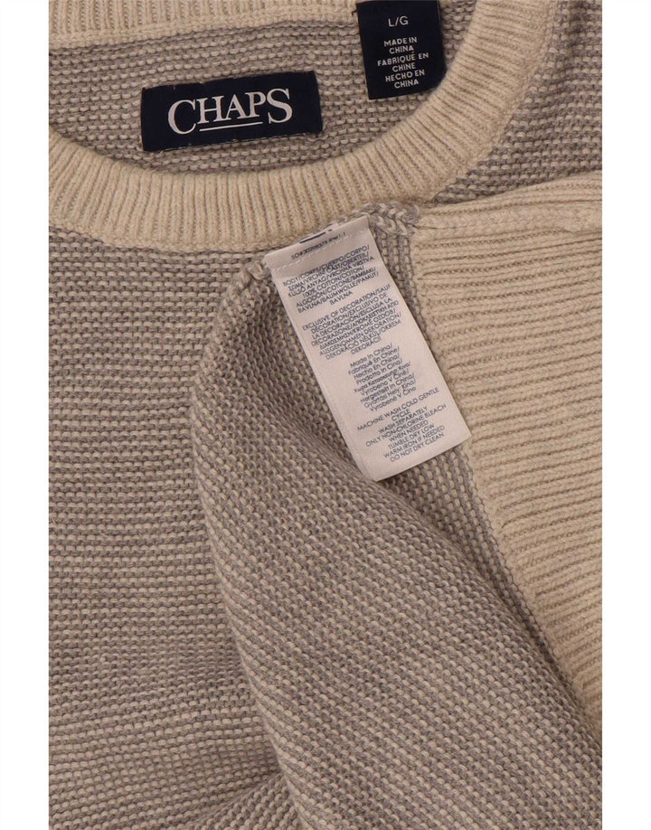 Chaps Mens Crew Neck Jumper Sweater Large Grey Cotton
