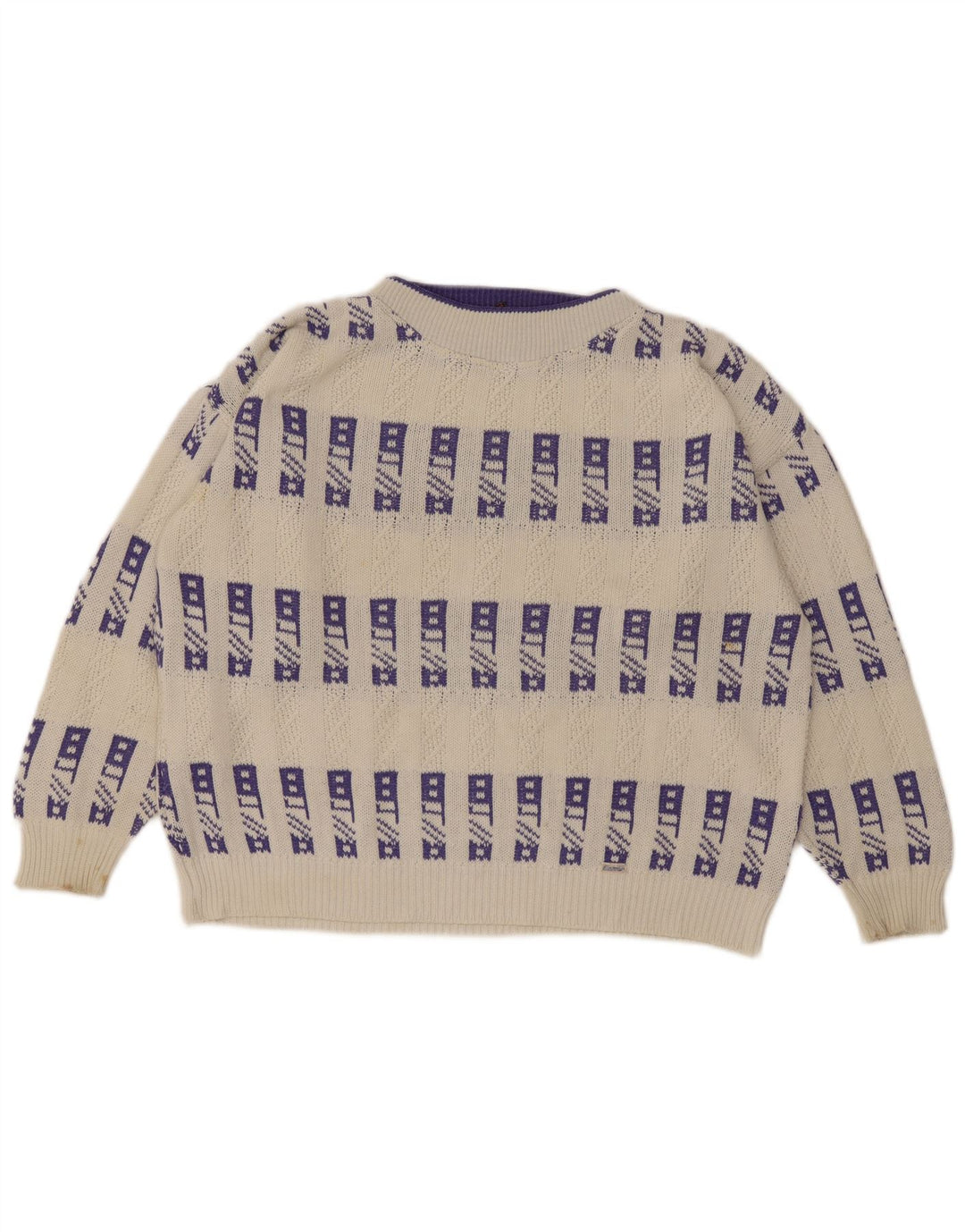 Eisbar Mens Crew Neck Jumper Sweater XL White Geometric