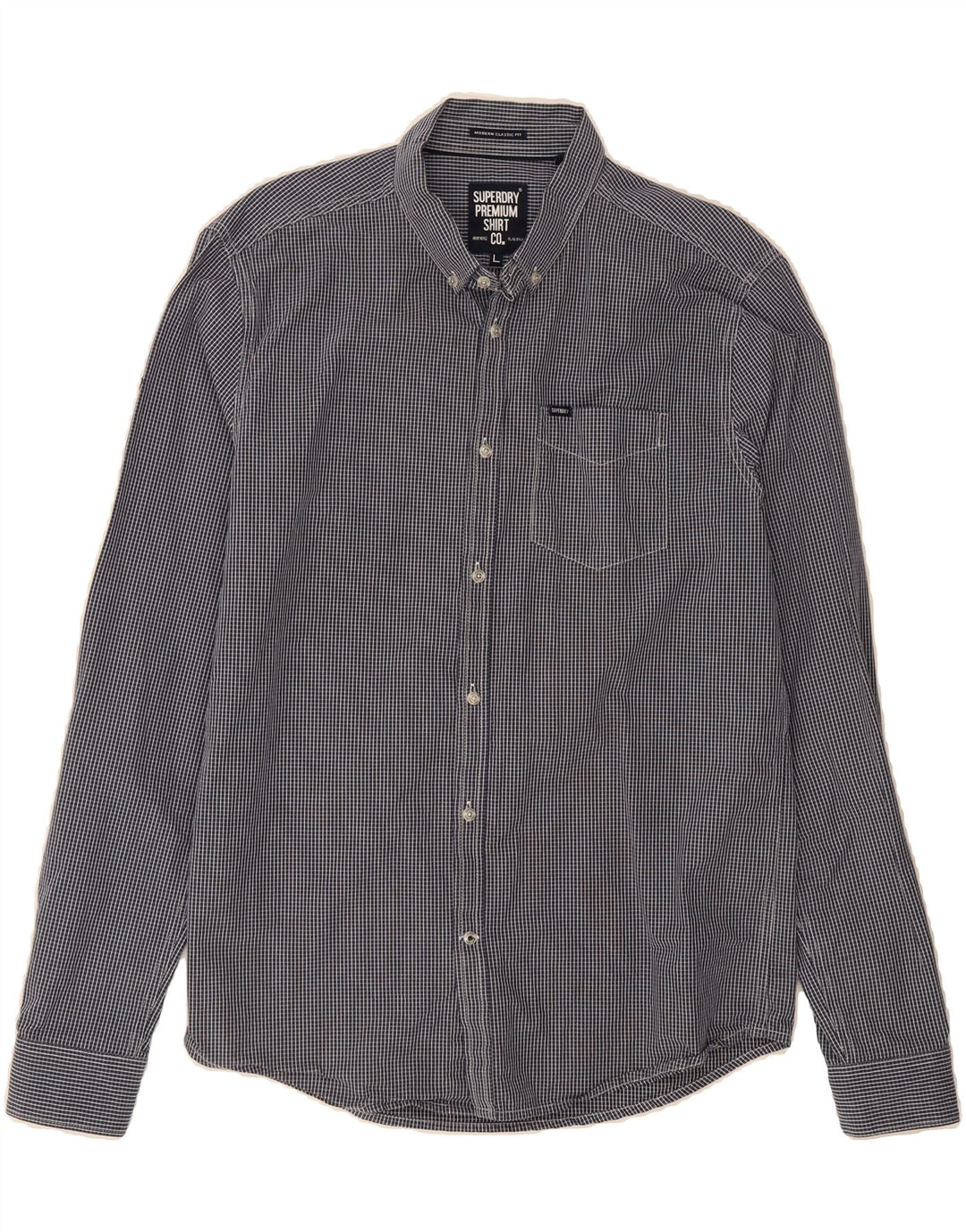 SUPERDRY Mens Classic Fit Shirt Large Navy Blue Check Cotton Vintage Superdry and Second-Hand Superdry from Messina Hembry 