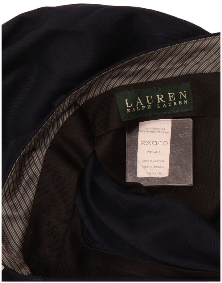 Ralph Lauren Mens Pegged Suit Trousers W38 L32 Navy Blue Polyester