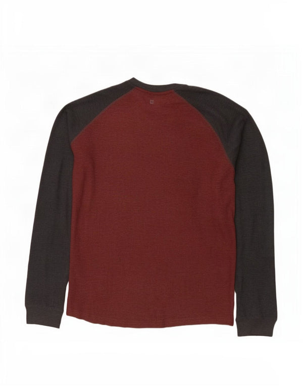 Mountain Warehouse Mens Top Long Sleeve 3XL Burgundy Colourblock Cotton