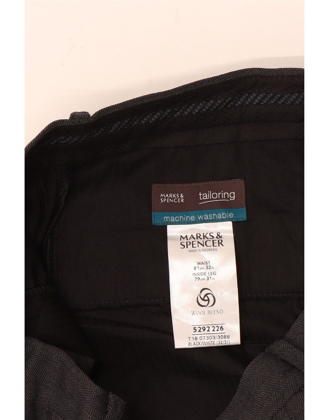 Marks & Spencer Mens Straight Suit Trousers W32 L31 Grey Polyester