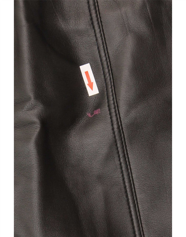 Vintage Womens Mini Leather Skirt Large W34 Black