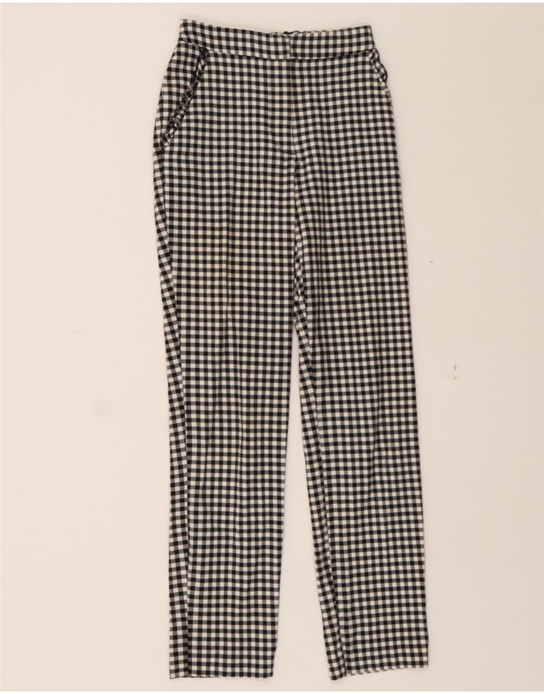 ZARA Womens Slim Chino Trousers W26 L26 Black Gingham Vintage Zara and Second-Hand Zara from Messina Hembry 