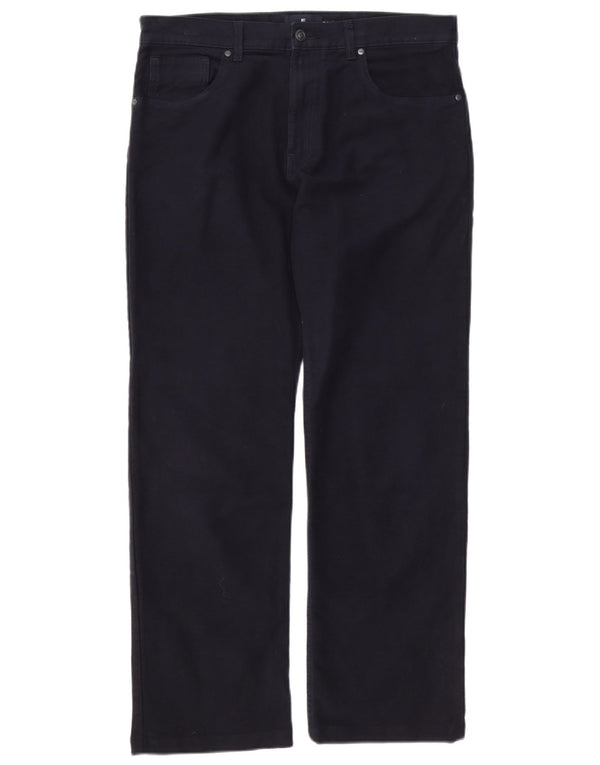 BLUE HARBOUR Mens Straight Casual Trousers W34 L29 Navy Blue Cotton