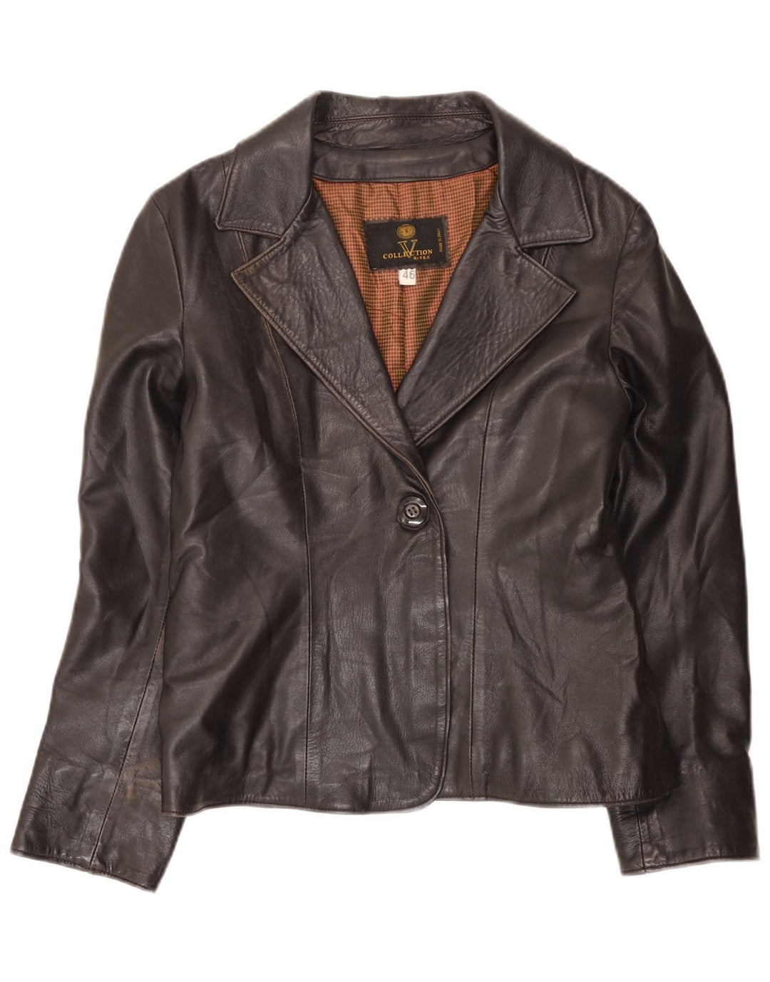 Vintage Womens 1 Button Leather Blazer Jacket IT 46 Large Black