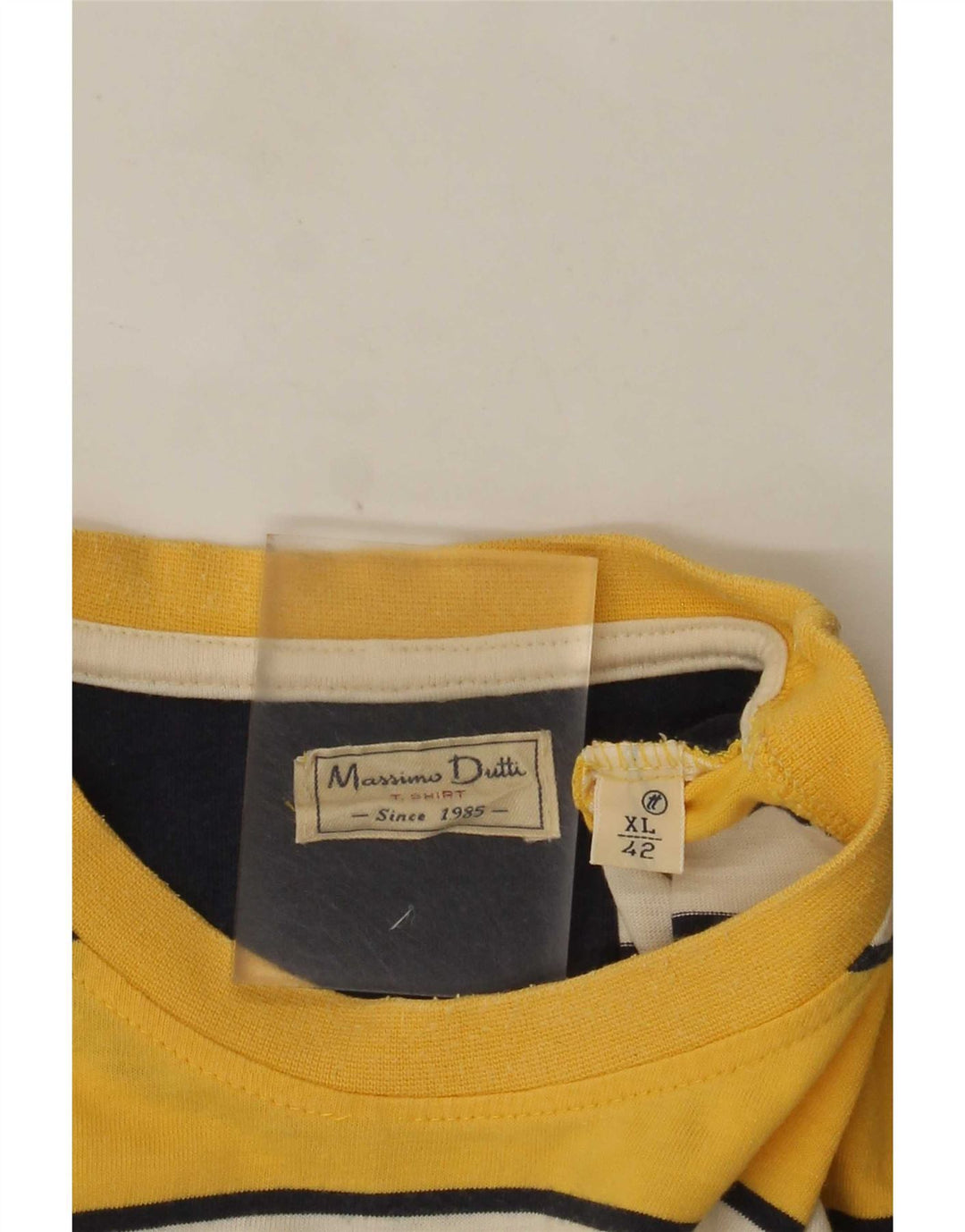 Massimo Dutti Mens T-Shirt Top XL Yellow Striped