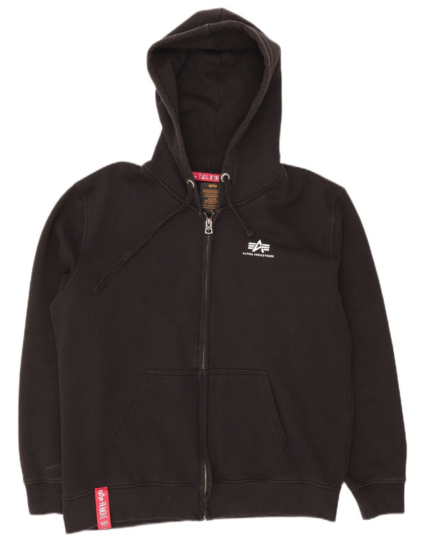 Alpha Industries Mens Zip Hoodie Sweater XL Black Cotton
