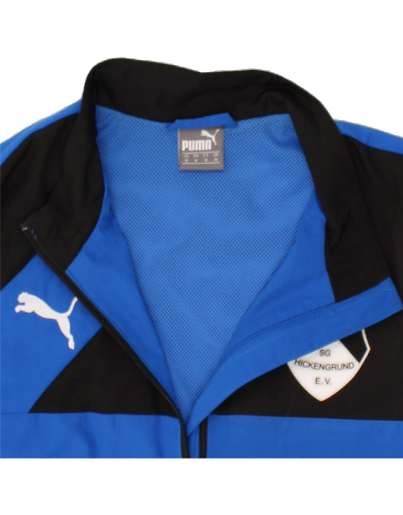 PUMA Womens Graphic Tracksuit Top Jacket UK 14 Medium Blue Colourblock | Vintage Puma | Thrift | Second-Hand Puma | Used Clothing | Messina Hembry 