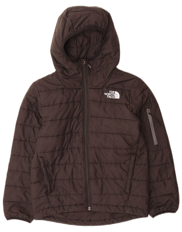 The North Face Boys Hooded Padded Jacket 9-10 Years Medium Black Polyester