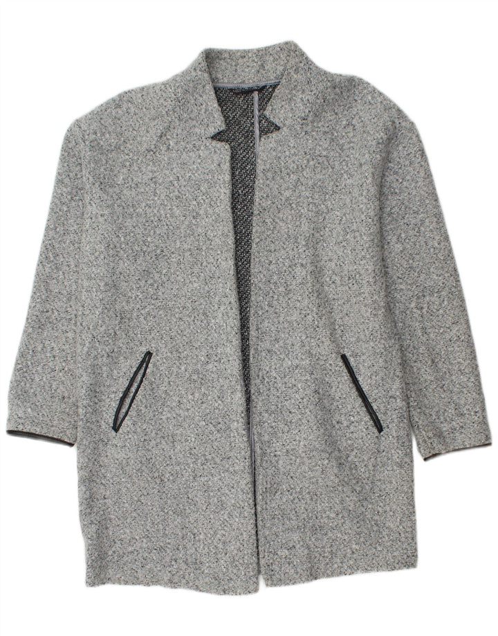 Marks & Spencer Womens Open Overcoat UK 14 Large Grey Flecked Polyester