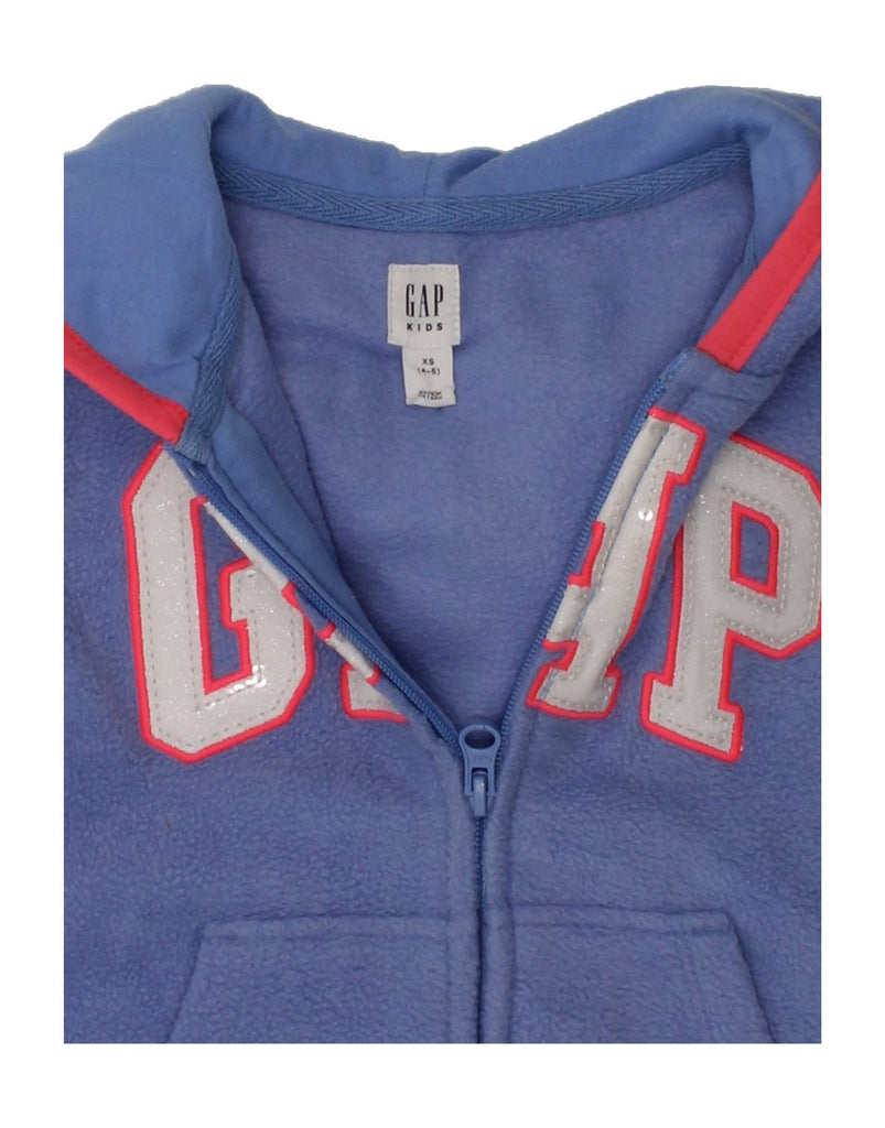 GAP Girls Graphic Hooded Fleece Jacket 4-5 Years XS Blue Polyester | Vintage Gap | Thrift | Second-Hand Gap | Used Clothing | Messina Hembry 