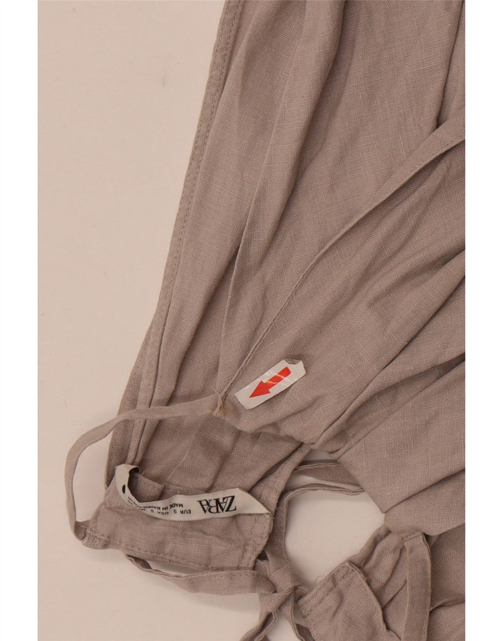 Zara Womens Halter Top UK 8 Small Grey Linen