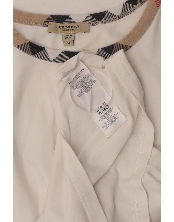 Burberry Womens Top Long Sleeve UK 12 Medium White Cotton