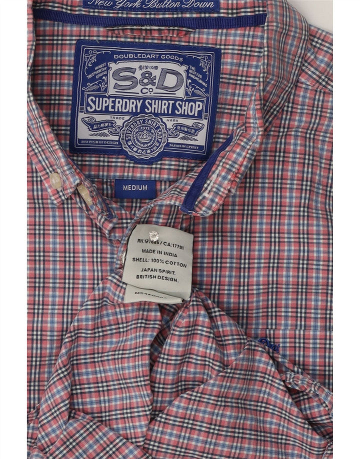 Superdry Mens Shirt Medium Pink Gingham Cotton