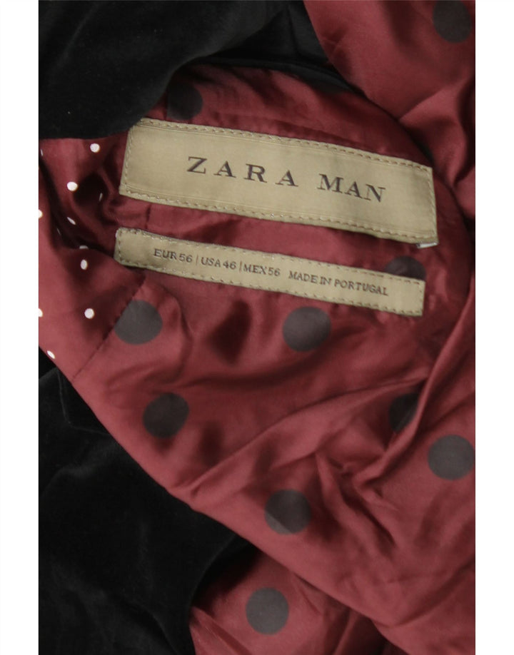 Zara Mens 2 Button Blazer Jacket EU 56 XL Black