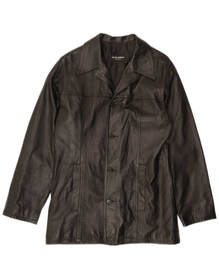 HELEN HUBERT Mens Leather Jacket UK 38 Medium Black Leather