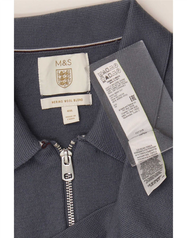 Marks & Spencer Mens Cardigan Sweater 4XL Blue Polyester