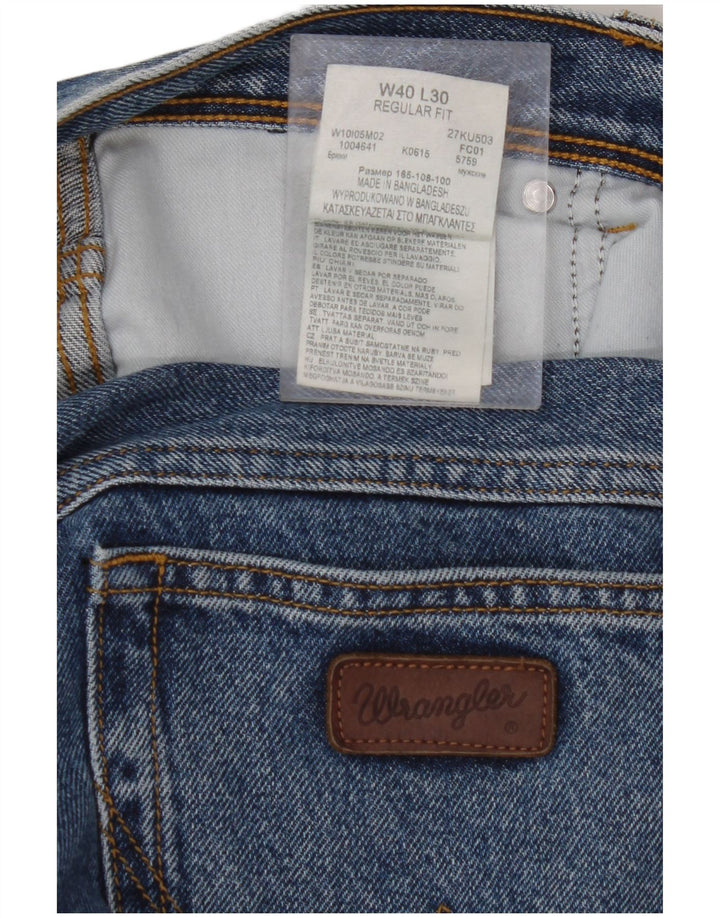 WRANGLER Mens Regular Fit Straight Jeans W40 L30 Blue Cotton