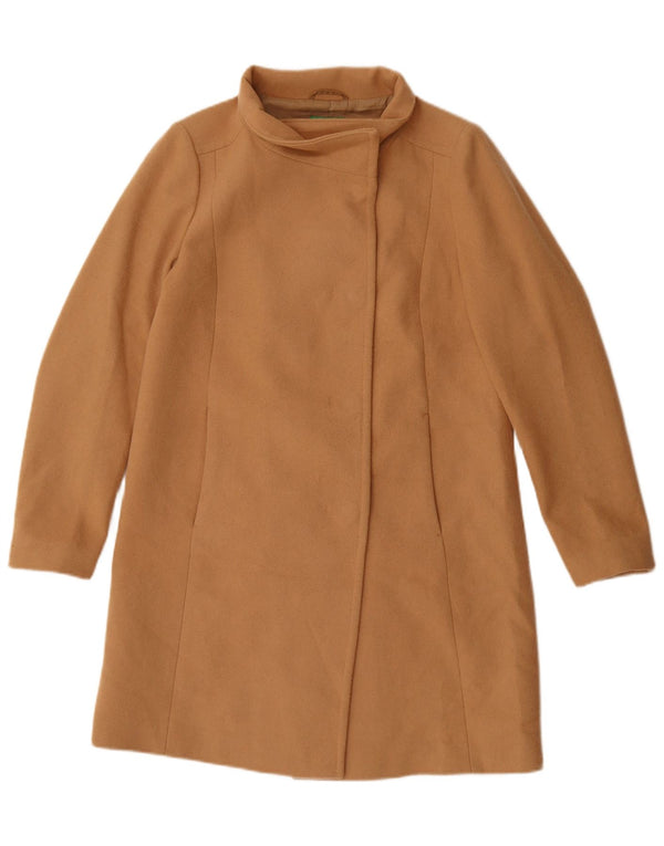 United Colors of Benetton Womens Overcoat UK 8 Small Beige Wool